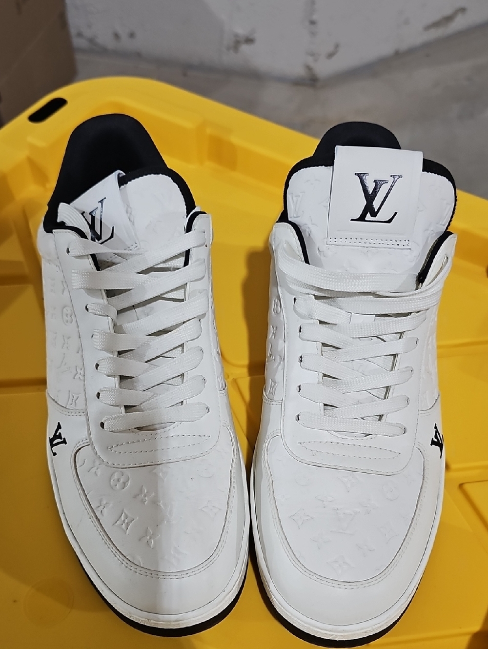 Louis Vuitton White and Black Monogram Low-Top Sneakers for Men